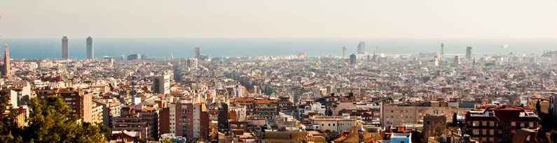 Panoramic view over Barcelona, Spain