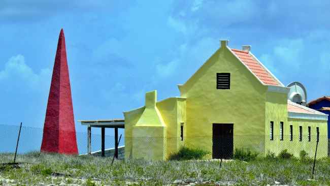 Colorful buildings in Bonaire, Caribbean