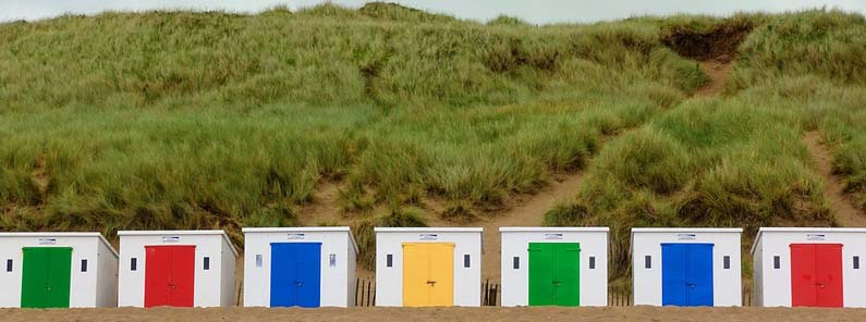 Beach huts on a Devon beach
