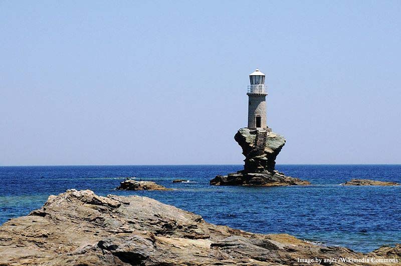 Tourlitis Lighthouse in Andros, Greece