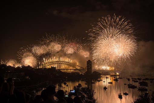 New Years Eve fireworks on Sydney Harbour Bridge