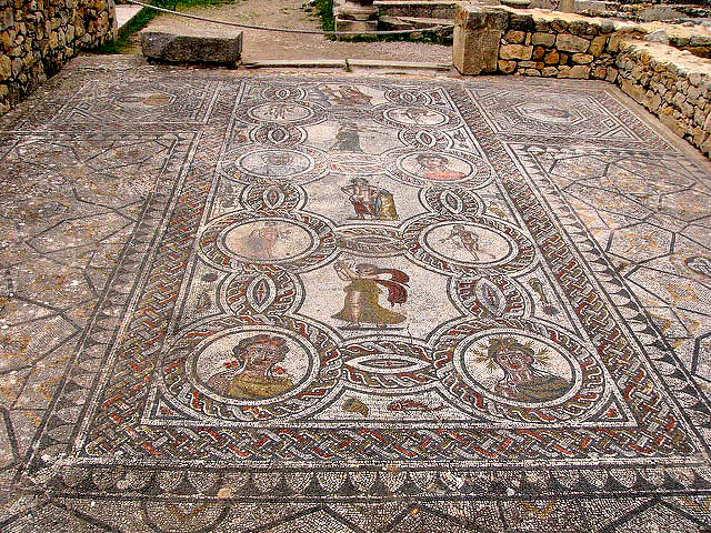 Roman mosaic in Volubilis, Morocco