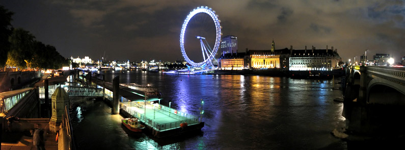 Panorama of London at night