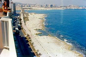 View of the beach from the hotel